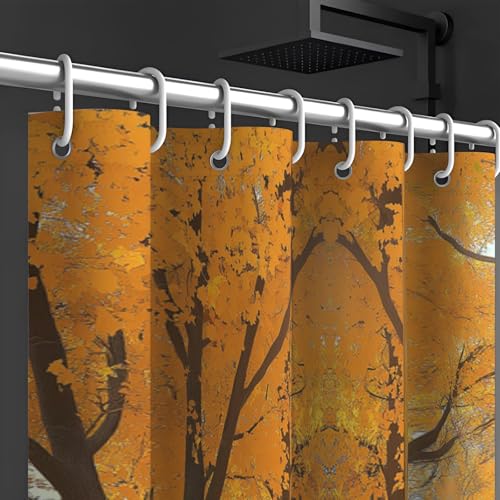 Rideau de douche imperméable en polyester de style automne : confort lavable pour votre bain