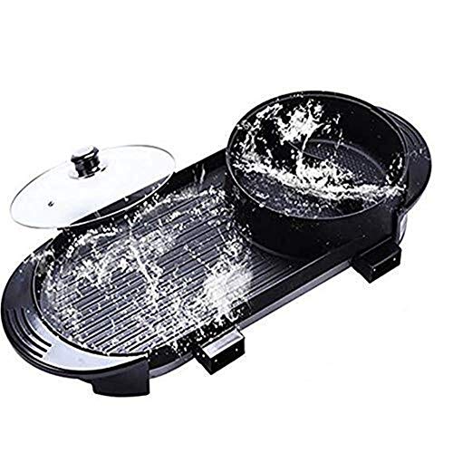 AZHom Cookware Electric Grill Pan With Hot Pot 2 In 1 Indoor/Outdoor 1700 Watts Electric Oven/Teppanyaki Electric Grill/Hot Pot