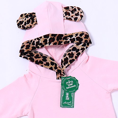 2Pcs Cute Newborn Baby Girls Pink Leopard Hoodie T-Shirt Top + Pants Outfits Set4