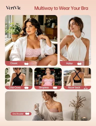 Image of Vertvie Womens Strapless Bra Jelly Push Up Seamless Bandeau Bra Wireless Non Slip Silicone Tube Top Bras Padded Bralette