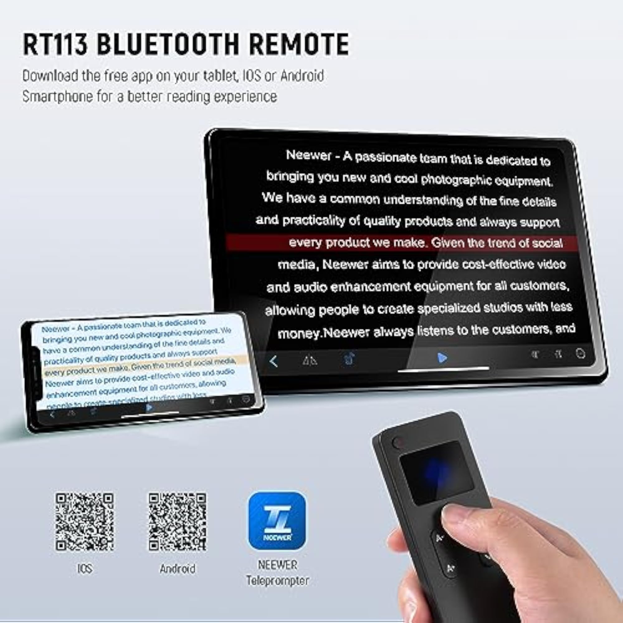Remote Control for Teleprompter App with Bluetooth Connection