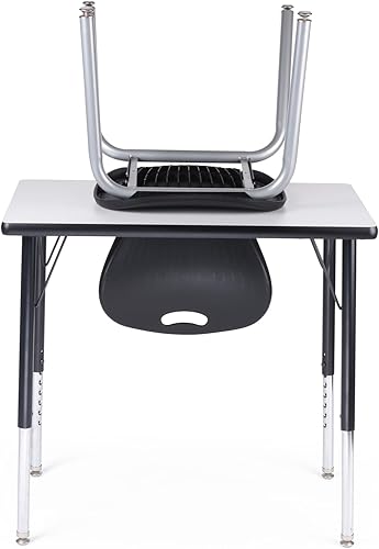 Miniatura 5 de Mesa rectangular de actividades para niños de aproximadamente 18 x 30 pulgadas (17.7 x 29.9 in), patas ajustables en altura, borde rociador