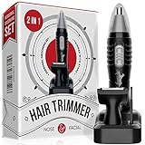 IQ Beauty Nose Hair Trimmer for Men - Electric Facial Nose Ear Hair Remover, Double Edge Stainless Steel Blades (Black)