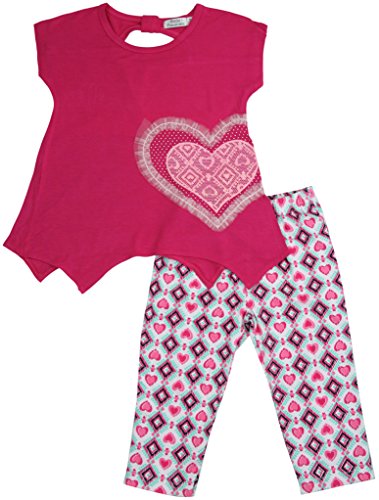 Image of ToBeInStyle Girl's 2 Piece Outfit Top & Leggings Set Casual Graphic Shirt Capri Pants
