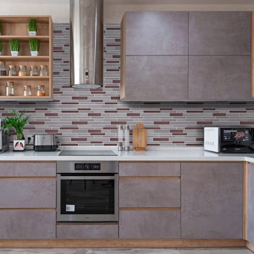 AdoDecor Peel and Stick Backsplash for Kitchen,Thicker Design Premium Feather Peel and Stick Backsplash, Seamless Backsplash Tile for Bathroom,12"x 12"(10-Sheet). (Brick) — view 5