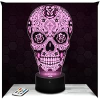 Lampephoto.fr - Lámpara 3D Calavera Luz Nocturna Táctil Led