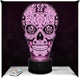 Lampephoto.fr - Lámpara 3D Calavera Luz Nocturna Táctil Led Ilusión 3D, Idea de Regalo para Niños y Niñas, Navidad, Lámpara de Mesilla de Noche para Niños o Adultos, Merchandising, Regalo Original TOP