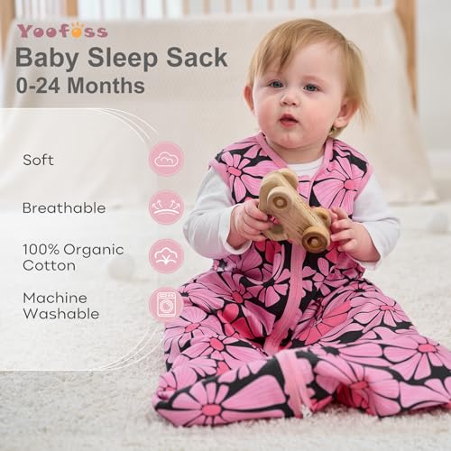 Image of Yoofoss Baby Sleep Sack 12-18 Months Wearable Blanket for Babies 100% Organic Cotton 2-Way Zipper TOG 0.5 Toddler Sleeping Sack 3 Pack, Comfy Lightweight Sleep Sacks