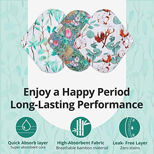 7pcs Set 1 pc Mini Wet Bag +6pcs Absorbent Reusable Sanitary Pads/Washable Cloth Menstrual Pads(Summer,M)β¦ - 2