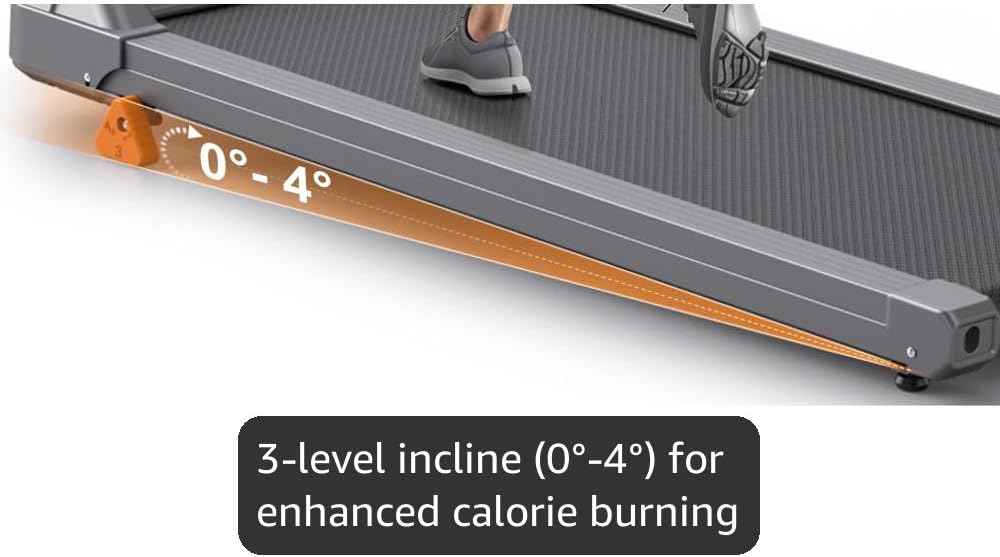 Walking Pad Treadmill with Incline - Vitalwalk Portable Under Desk Treadmill for Home Office Apartment, 3-Levels, 2.5HP Ultra-Quiet, 300lbs Capacity Mini Space-Saving Compact with Remote Control