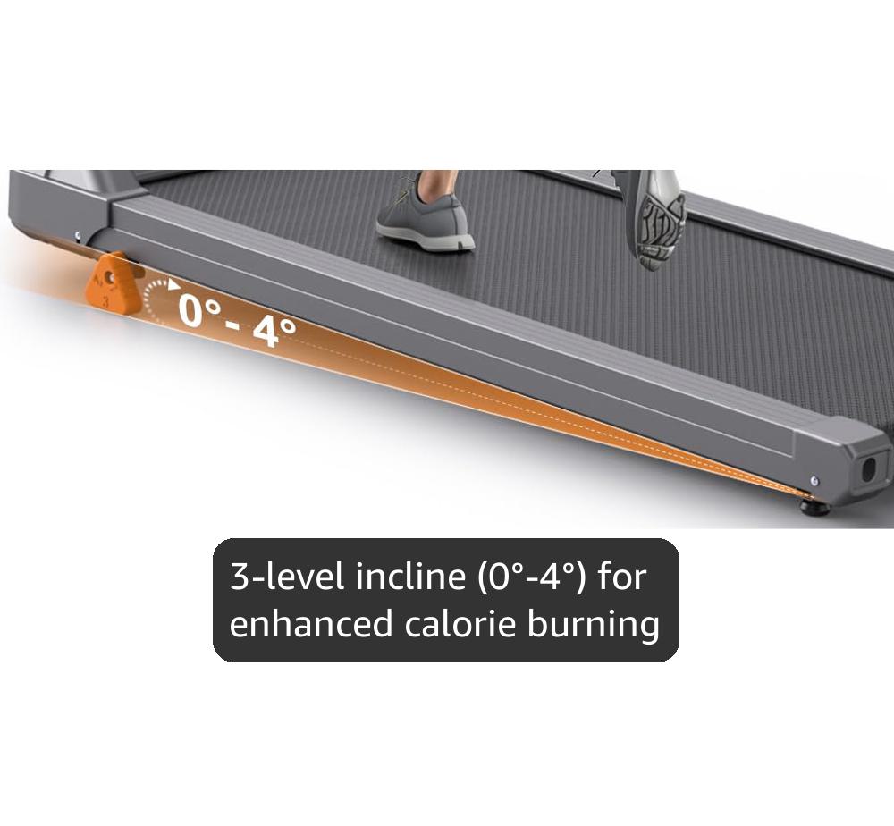Walking Pad Treadmill with Incline - Vitalwalk Portable Under Desk Treadmill for Home Office Apartment, 3-Levels, 2.5HP Ultra-Quiet, 300lbs Capacity Mini Space-Saving Compact with Remote Control