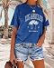 TAKEYAL Womens Graphic Tees Los Angeles T Shirts California Letter Print Short Sleeve Casual Tops (Blue, M)
