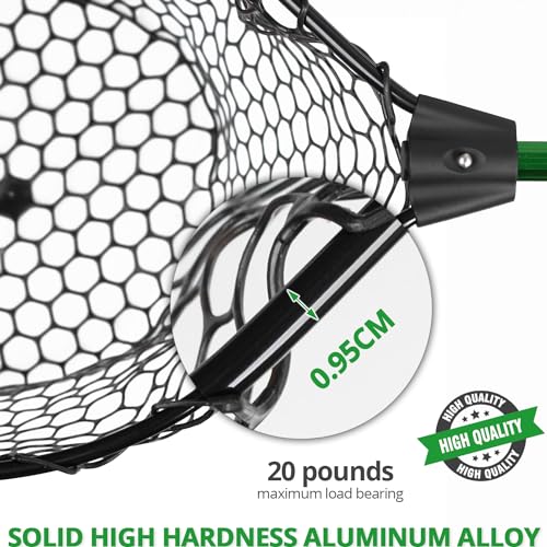 Telescoping Aluminum Alloy Fishing Net - Adjustable Length and Rubber net, 32-52.7 Inches, Maximum Load 20 Pounds
