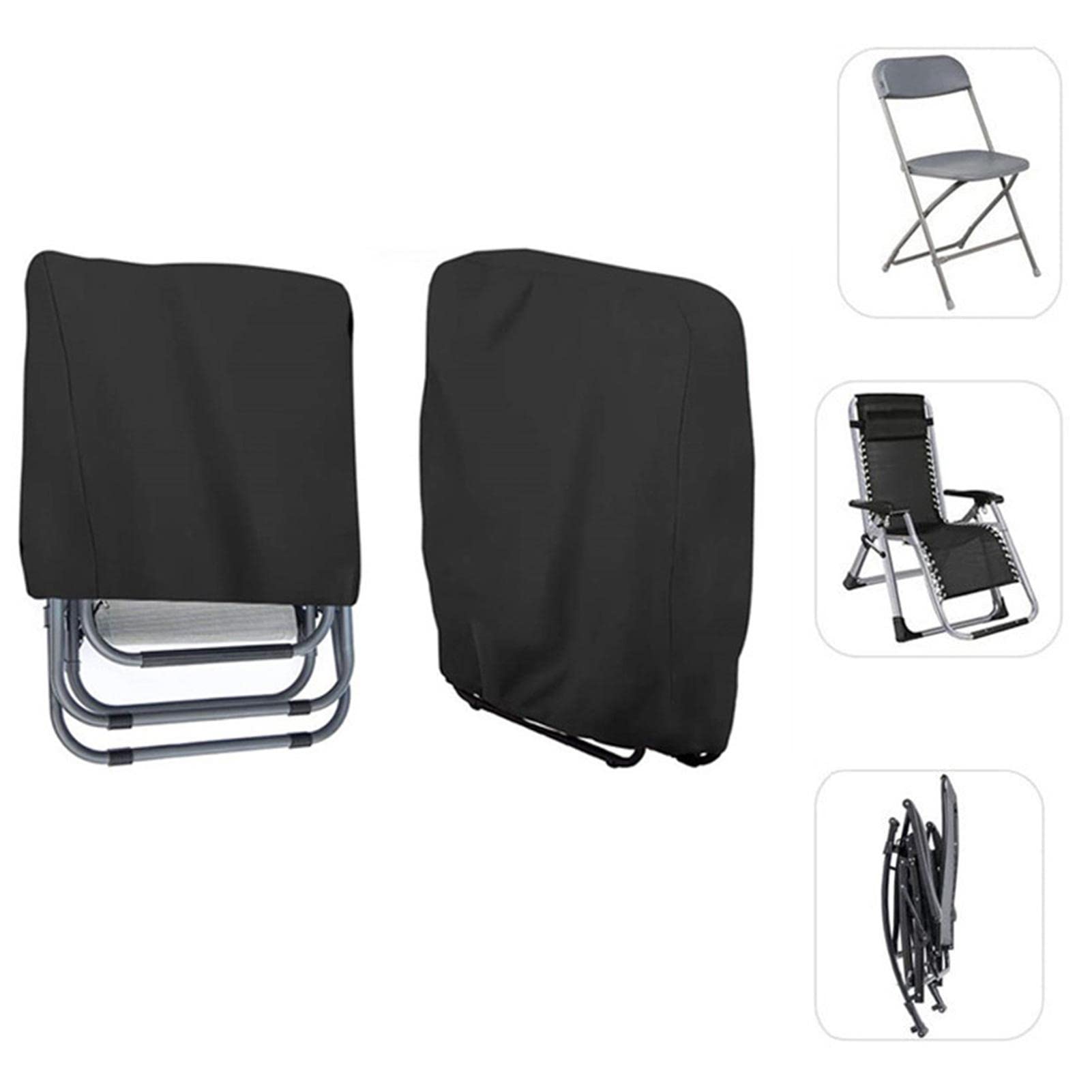 Coperture Protettive Per Sedie Pieghevoli Da Giardino – 2 Pezzi In Tessuto Oxford 210D, Impermeabili E Antivento (71x110 Cm, Nero/Grigio)