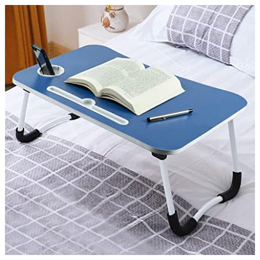 AUNO Homes Table Laptop Study Bed Home Wooden Foldable Students Stand Office Computer Desk Folding Work Tables Laptops Portable (Blue), 40 Centimeters, 60 Centimeters