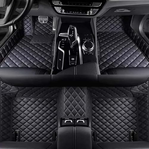 Custom Personalized Car Floor Mats Luxury Full Coverage All Weather Cars Mats Anti-Slip Leather Car Mat Set Custom Floor Mats Fit for 99.9% of Cars SUVs & Trucks (Black)