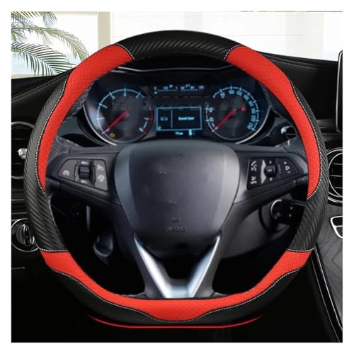Steering Wheel Protector For Opel For Astra For Corsa For Combo For Mokka For Insignia CT 2017-2022 Car Steering Wheel Cover D Shape Leather Steering Wheels Cover(RED)