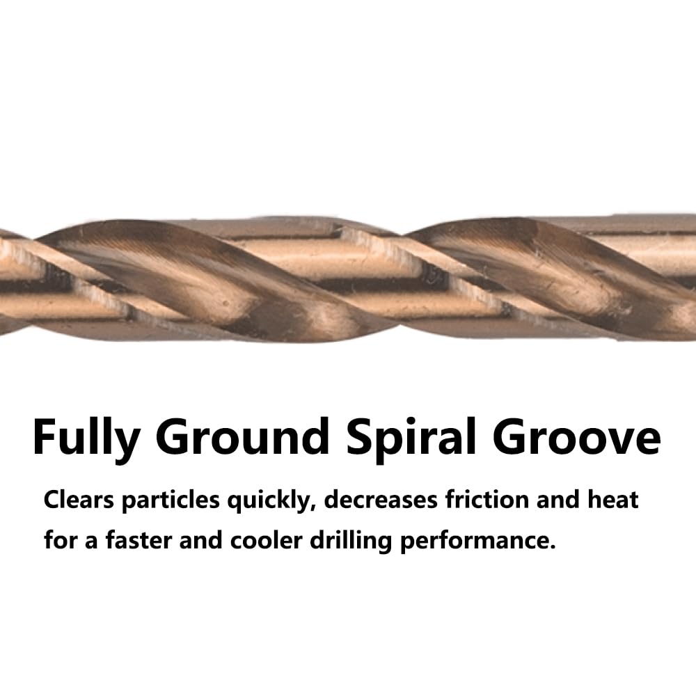 1/4 in. x 6 in. Cobalt Aircraft Extension Drill Bits Set(5PCS), M35 High Speed Steel Drill Bit Extra Long Deep Hole Drilling for Stainless Steel, Plastic and Wood