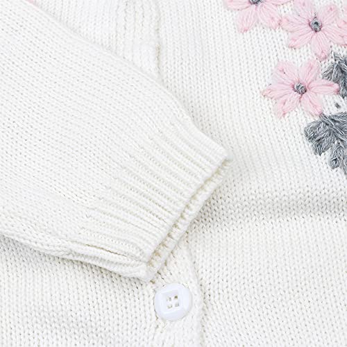 Chengchuang Newborn Baby Girl Embroidered Knitted Sweater Romper Longsleeve Jumpsuit Outfit Clothes With Warm Hat Set #TOP3