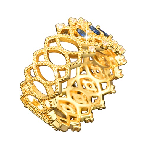 Emsione Gold Plated Cubic Zirconia Marquise Cut Interlocked Anniversary Wedding Engagement Ring Band for Women Men Size 9