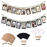El paquete incluye 30 unids colorido marco de fotos de papel, 30pcs mini pinzas para la ropa y 1pc cuerda de yute / cuerda. Colgar el marco en la pared hará que el hogar sea más hermoso y cálido.