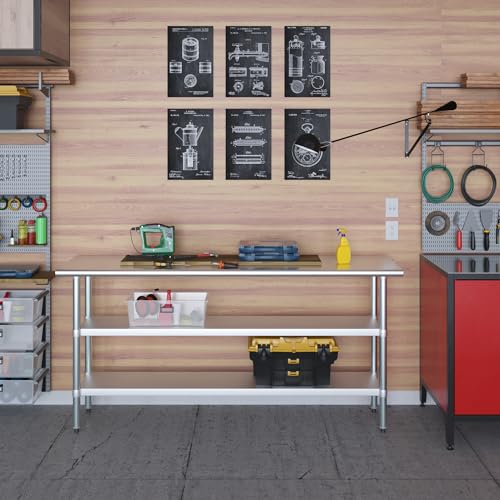 Image of AmGood Stainless Steel Work Table with 2 Shelves | NSF | Metal Utility Table (72 inch Long x 18 inch Deep)