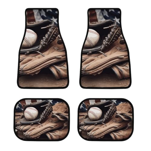 Tapis de voiture universel baseball 4 pièces imprimé pour SUV, camion et berline