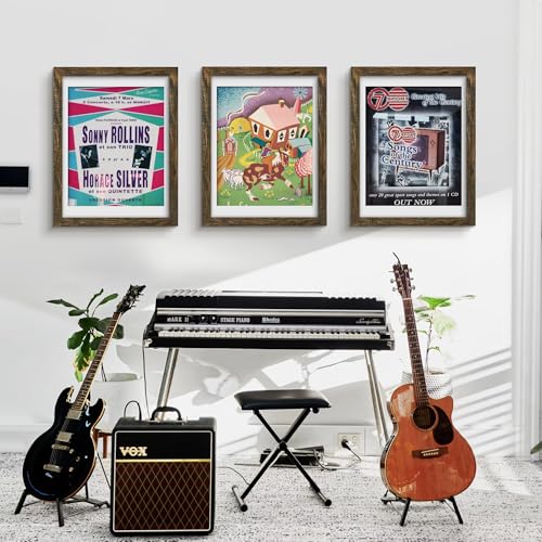 Picrit 18x24 Picture Frame 3 Pack, Brown Poster Frame, Display Poster 16 x 20 with Mat or 18 x 24 without Mat for Horizontal or Vertical Wall Mounting