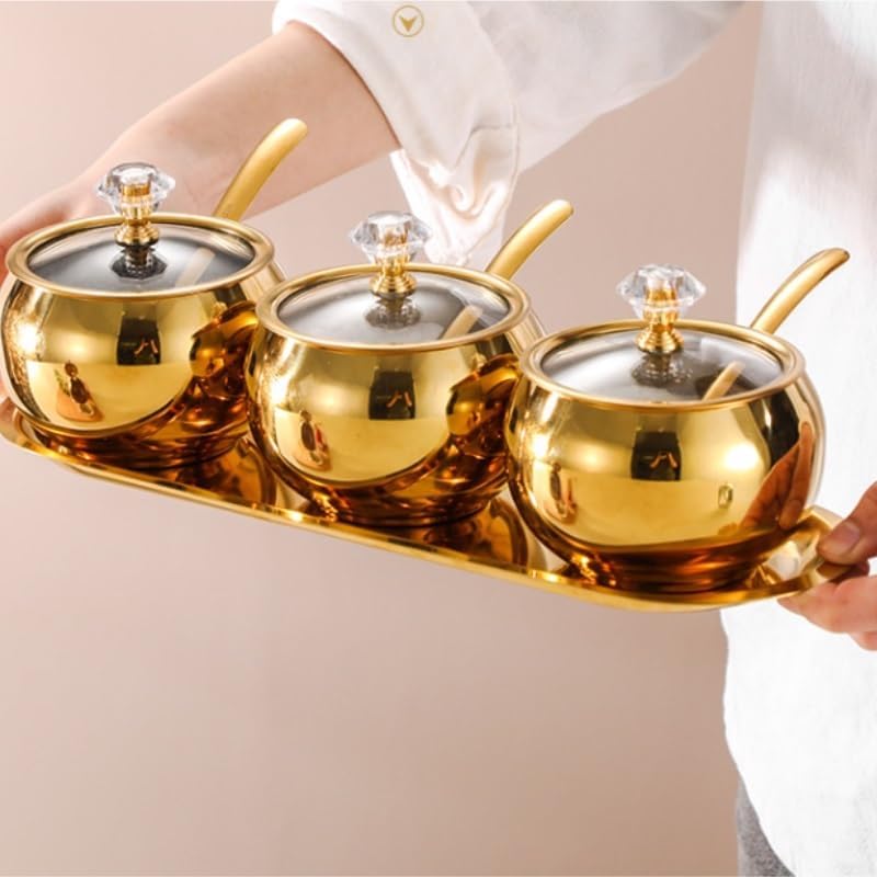 Stainless Steel Seasoning Jar Round Bottle Kitchen Box