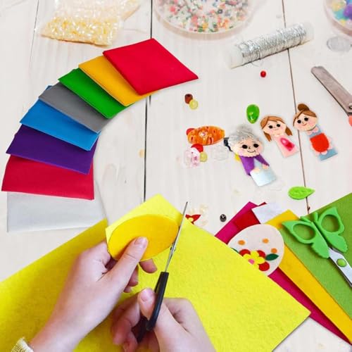 Image of Pack of 3 Green Shades Felt Fabric Sheet Stiff (Hard) Size 19 inch x 21 inch inch | School DIY Crafts Patchwork, Table & Board Backdrops, Embroidery Sewing