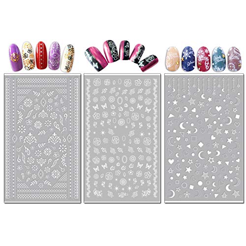 Tailaimei Nail Decals Stickers, 1600+ Pcs Self-Adhesive Tips Diy Nail Art Design Stencil (12 Large Sheets) #TOP5