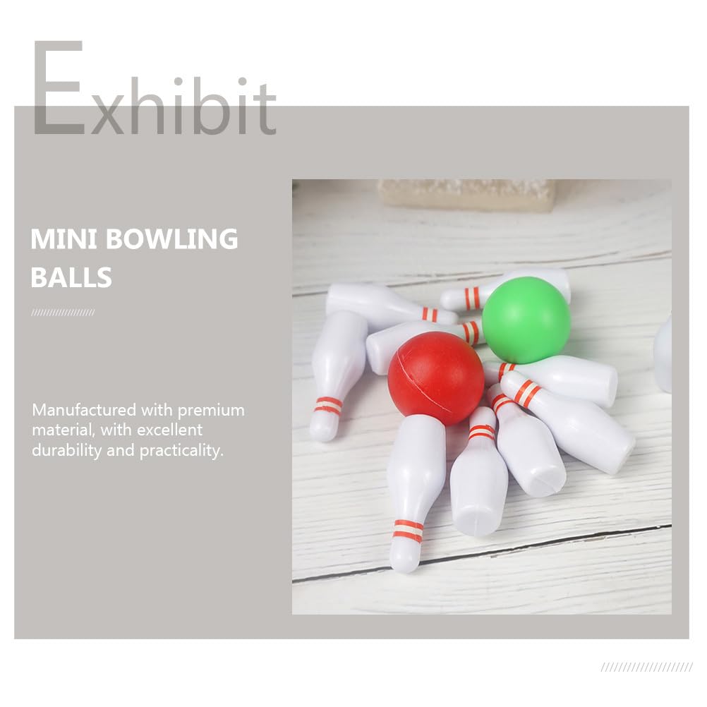 Vaguelly Ensemble De Jeu De Bowling Miniature - Mini Jeu De Bowling Quilles De Bowling Jouets De Balle Accessoires De Meubles De Maison De Poupée pour Les Remplisseurs De Sacs De Cadeaux
