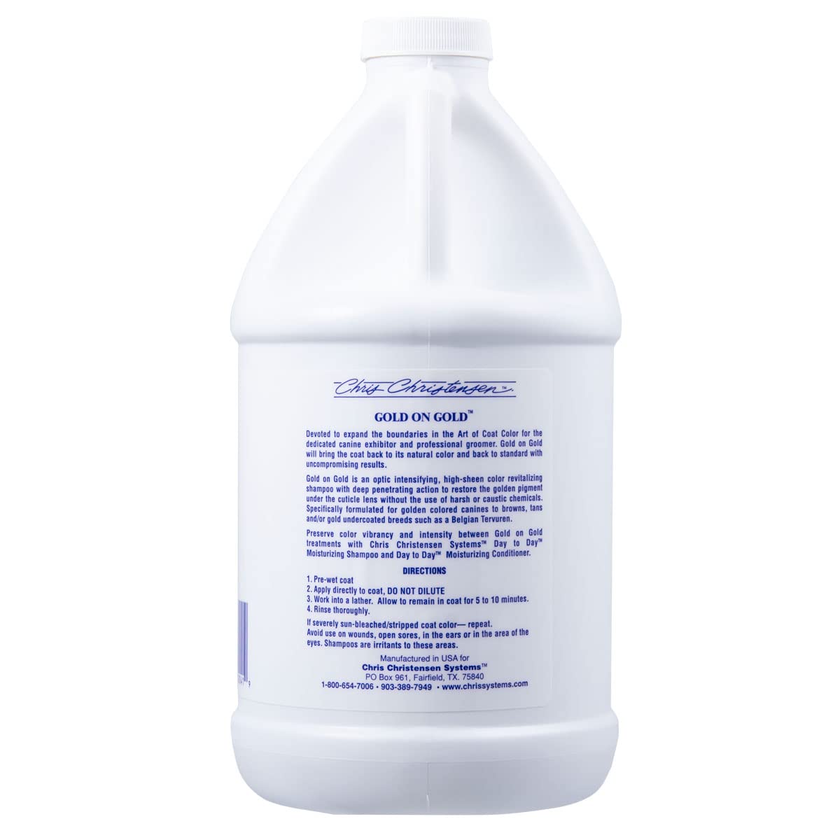 Chris Christensen Gold on Gold Shampoo - Hundeshampoo für strahlendes Fell und glänzende Ergebnisse, 1,89 l