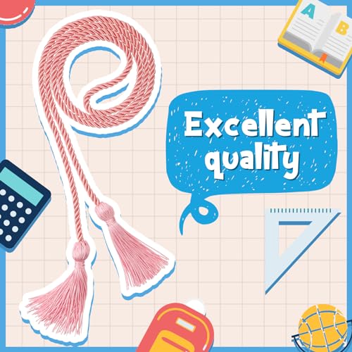 Image of TecUnite Graduation Cords Honor 2026 Polyester Yarn Decorative 67 inch Long Garland Twist Ties with Tassels for Bachelor Gown Graduation(Pink)