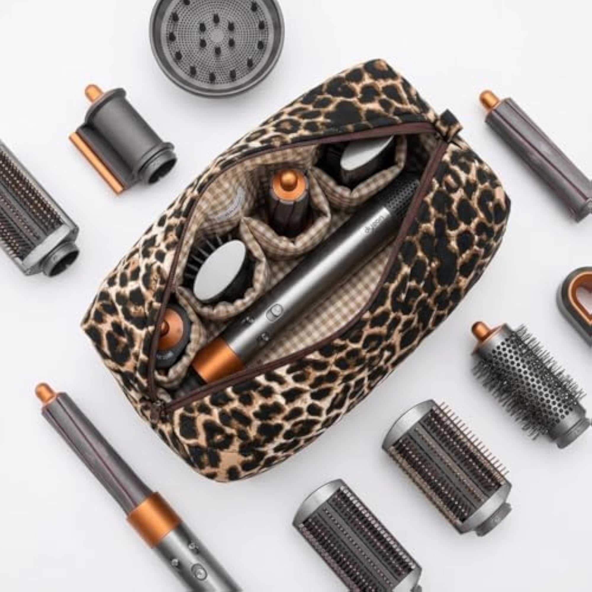 Travel Case for Dyson Airwrap Shark Flexstyle Hair Tools, Leopard