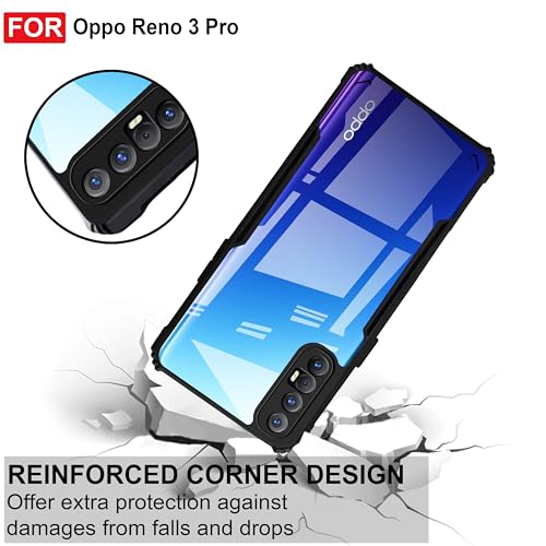 Image of Zapcase Back Case Cover for Oppo Reno 3 Pro | Compatible for Oppo Reno 3 Pro Back Case Cover | 360 Degree Back Cover | Clear Case with Camera Protection | (TPU + PC | Matte Black)