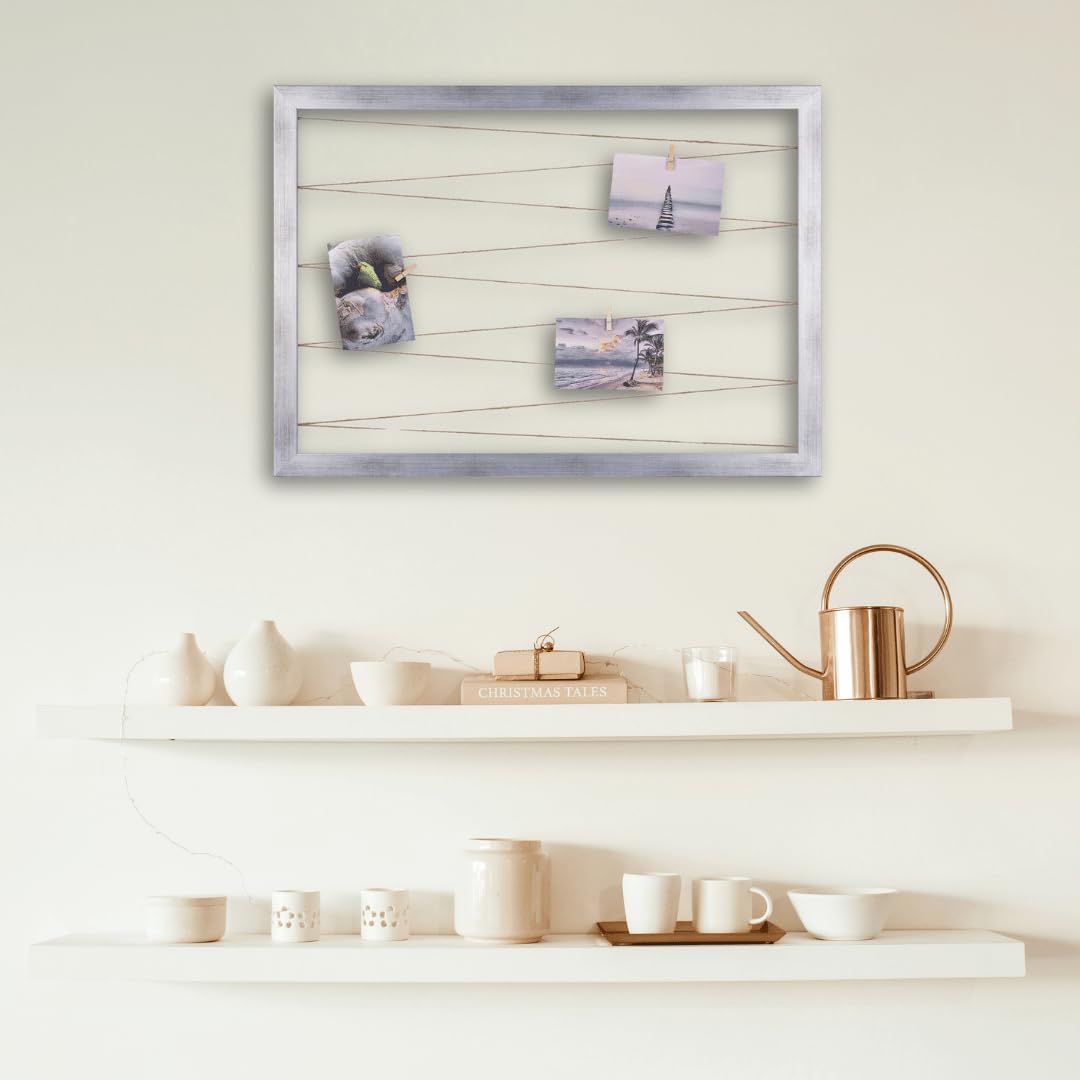 Clamaro Pannello Portafoto Collage Line, Argento Spazzolato, 85 x 65 cm