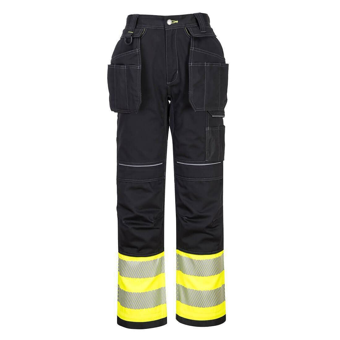 Portwest PW307 Men's PW3 Hi Vis Removable Holster Work Pants Yellow/Black, 32