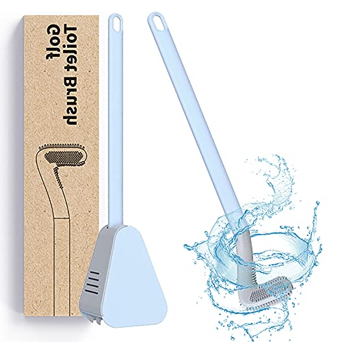 Lifetter Brosse de toilette de golf - Tête de brosse flexible pour le nettoyage des toilettes - Brosse WC avec long manche avec support - En silicone de golf (bleu) Cover