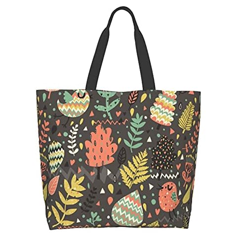 AuHomea Lightweight Reusable Grocery Canvas Shopping Bags Women's Shoulder Hand Bag Tote Bag Travel Bag Wildflowers Pattern, Color10, One Size Cover