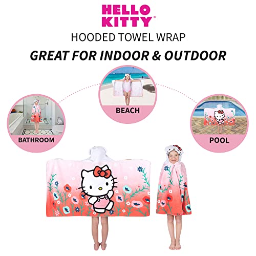 Image of Hello Kitty Bath /Pool /Beach Soft Cotton Terry Hooded Towel Wrap, 24 in x 50 in, By Franco Kids