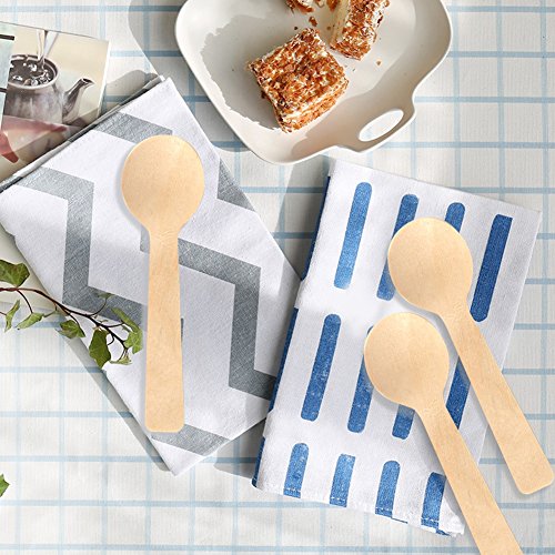 100pcs Wooden Teaspoons Cutlery Set, Wood Spoons Ice Cream Tea Spoon 10cm Flatware Sturdy, Durable - Image 3