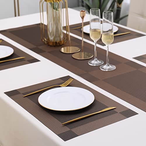 Image of HOKIPO PVC Dining Table Mats with Runner for Table 4 Seater (AR4236)