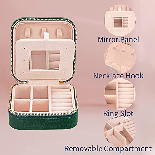 Travel Velvet Jewelry Box With Mirror, Mini Gifts Case For Women Girls, Small Portable Organizer Boxes For Rings Earrings Necklaces Bracelets #TOP1