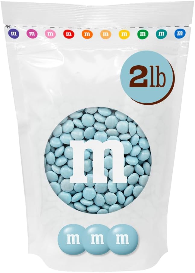 M&M'S Light Blue Milk Chocolate Candy, 2 lb Bulk Resealable Bag