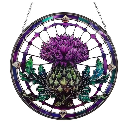 10in Thistle Galss Window Hanging, Celtic/Scottish Symbol Stained