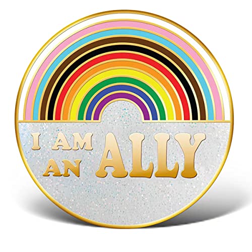 Arturbo I AM An Ally Pride Flag LGBTQ Pins Rainbow Enamel Metal Funny Lapel Pins Badge Brooch for Gifts Decoration