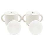 WeeSprout Snack Containers, Food Grade Silicone Cups, Spill-Proof Tops For Toddlers and Babies, Premium Hard Plastic Travel Lids, Dishwasher Safe, Set of 2 Snack Catchers