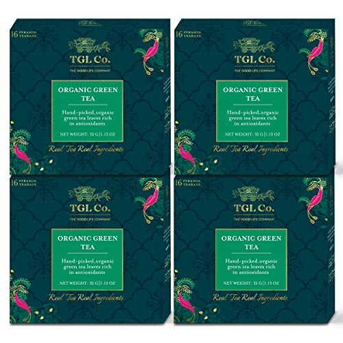 Image of TGL Co. The Good Life Company Organic Green 16 Tea Bags Pack of 4 | Pleasant Aroma | Improve Blood Circulation | Boost Digestion