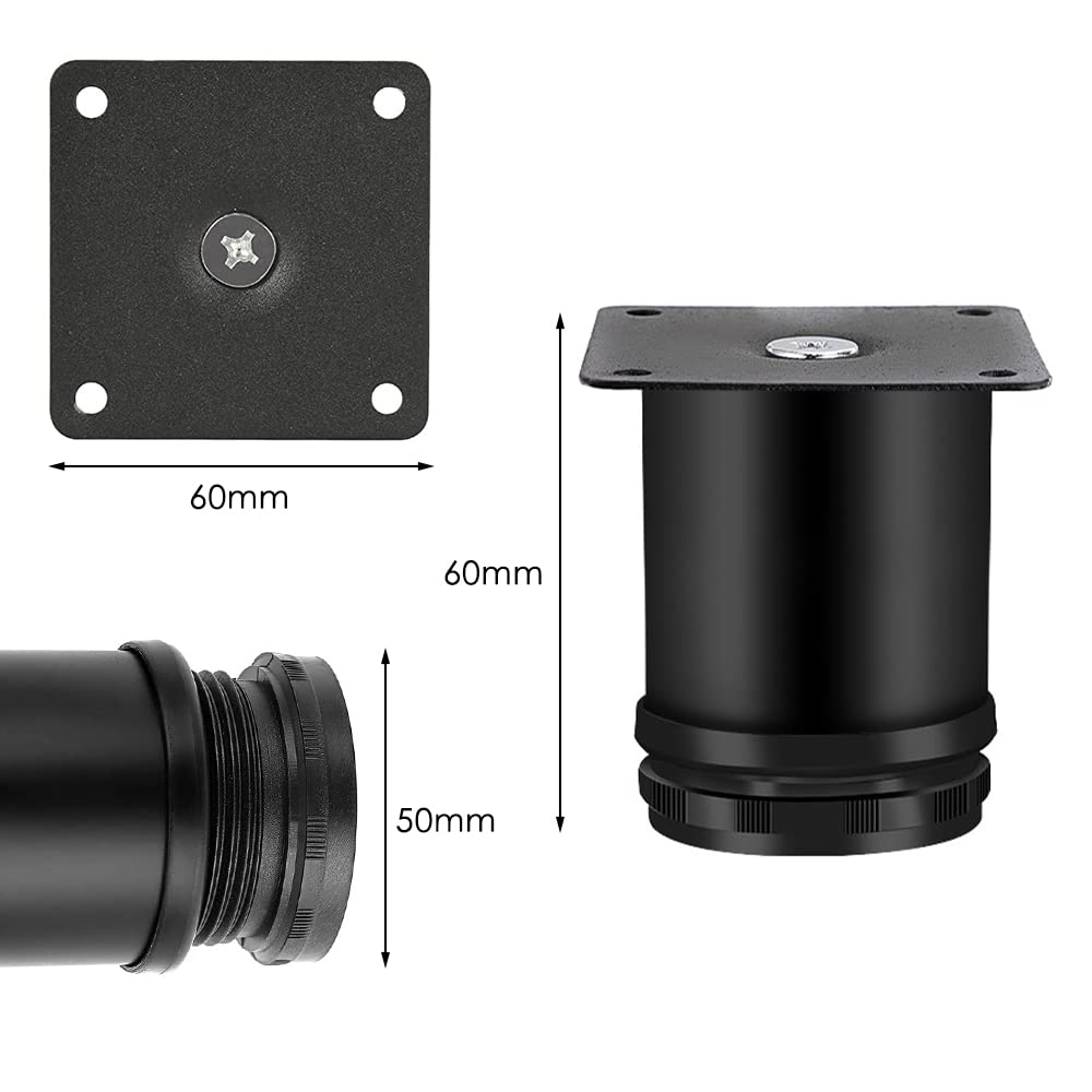 LYCXAMES Furniture Feet, Pack of 4 Round Cabinet Feet, 6 cm Adjustable Furniture Legs, Stainless Steel Base Feet - Image 2
